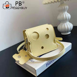 Mini Phone Pouch Cheese Shaped Crossbody Handbag Slice Pendant PU Leather