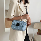 Leather Plaid Square Crossbody Bag Women's Handbag