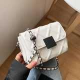 Leather Plaid Square Crossbody Bag Women's Handbag