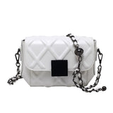 Leather Plaid Square Crossbody Bag Women's Handbag