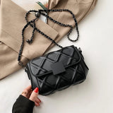 Leather Plaid Square Crossbody Bag Women's Handbag