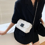 Leather Plaid Square Crossbody Bag Women's Handbag