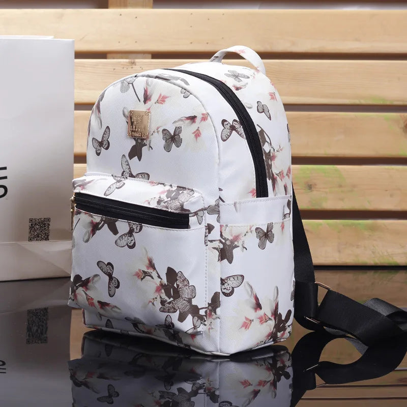 Floral Pattern Student School Bag Butterfly Flower Backpack