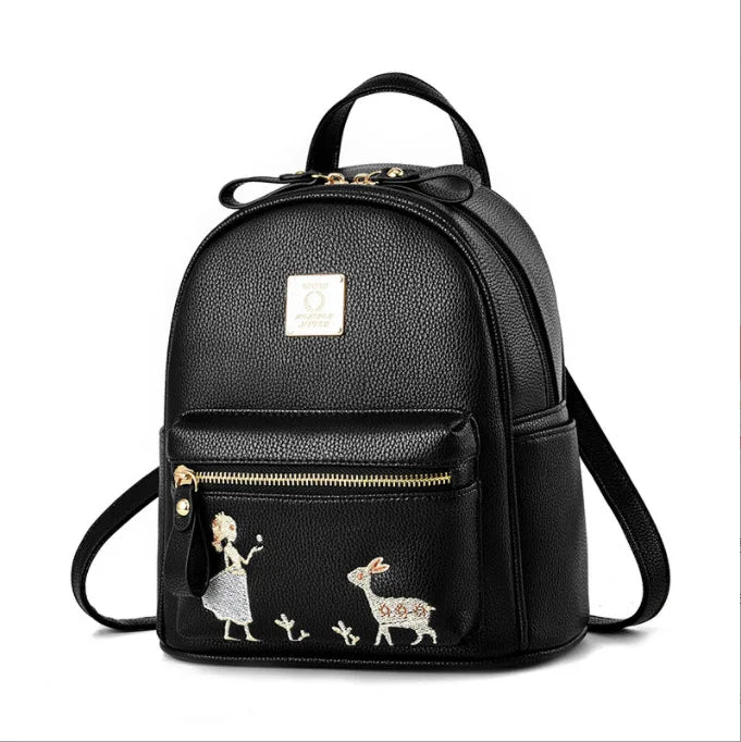 Women's PU Leather Backpack Multi-pocket Shoulder Bag