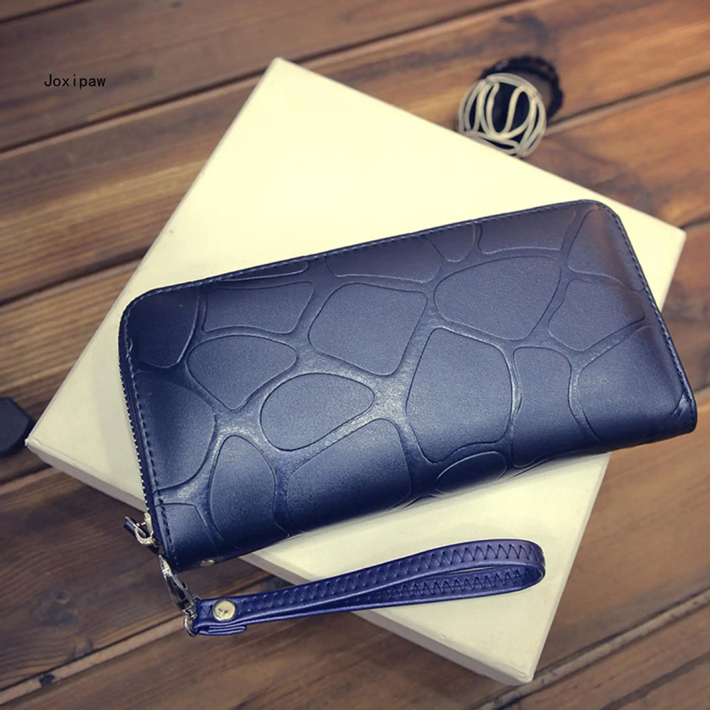 PU Leather Solid Zipper Women Wallet Long Purse Female Travel Clutch Wallet