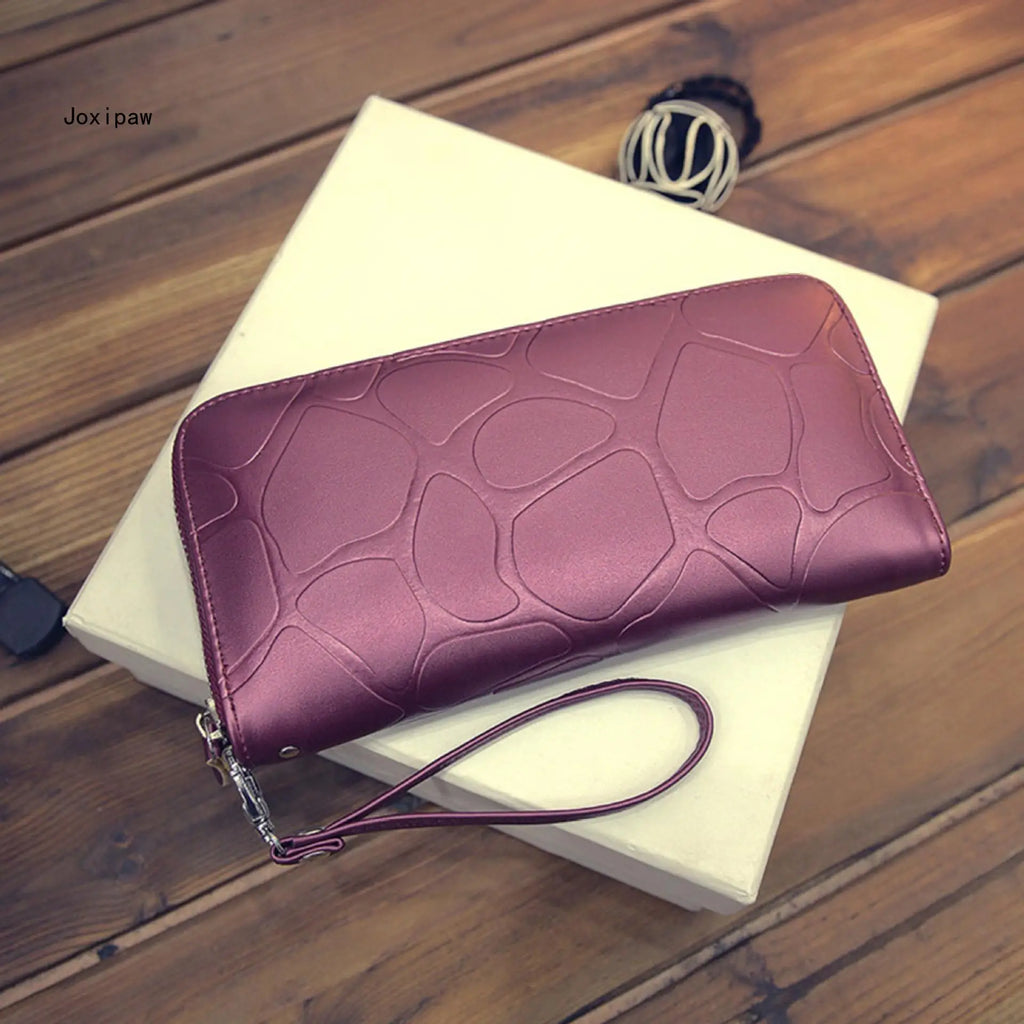 PU Leather Solid Zipper Women Wallet Long Purse Female Travel Clutch Wallet