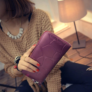 PU Leather Solid Zipper Women Wallet Long Purse Female Travel Clutch Wallet