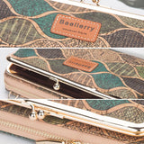 Women Wood Grain Chain Long Wallet High Phone Holder Classic Female Purse