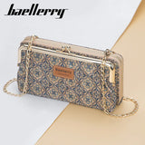 Women Wood Grain Chain Long Wallet High Phone Holder Classic Female Purse