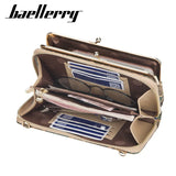 Women Wood Grain Chain Long Wallet High Phone Holder Classic Female Purse