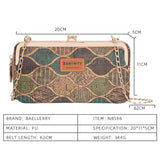 Women Wood Grain Chain Long Wallet High Phone Holder Classic Female Purse