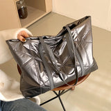 Nylon Winter Down Women Shoulder Bag Large Capacity Tote Handbag