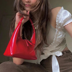 Patent Leather Women Underarm Bags Ladies Hobos Small Shoulder Bag Female Solid