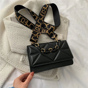 Plaid Shoulder Bag with Thick Chain for Women Handbags