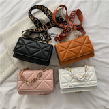 Plaid Shoulder Bag with Thick Chain for Women Handbags