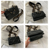 Plaid Shoulder Bag with Thick Chain for Women Handbags