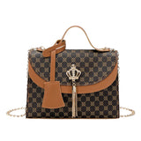 Crown Tassel Square Bag Shoulder Messenger Retro Contrast Bag