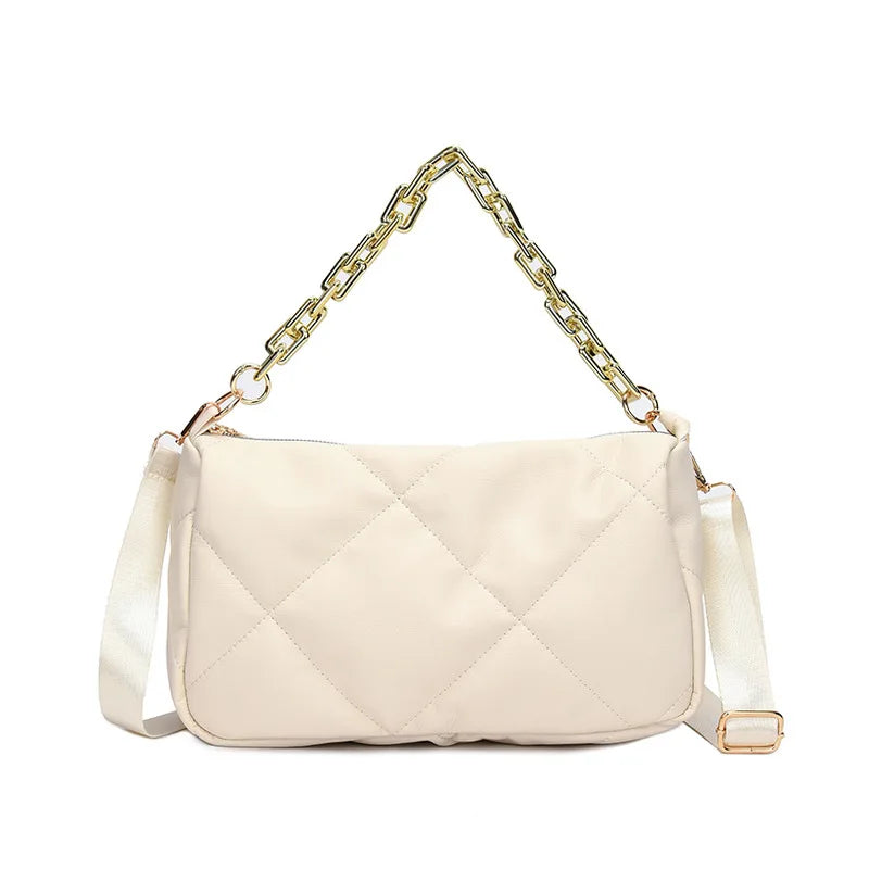 Retro Women Chain Handbag Shoulder Bags Brown Underarm Bag