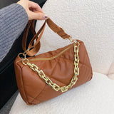 Retro Women Chain Handbag Shoulder Bags Brown Underarm Bag