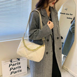 Retro Women Chain Handbag Shoulder Bags Brown Underarm Bag