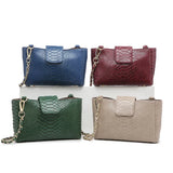 Snake Skin Chain Bag Mini Square Wallet Messenger Bag