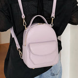 Small Leather Backpack Women Crossbody Bag Multi-Function Shoulder Handbags