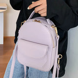Small Leather Backpack Women Crossbody Bag Multi-Function Shoulder Handbags