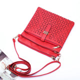 Women Messenger Bags Hollow Out Crossbody Bag Soft PU Leather Clutches Bolsas