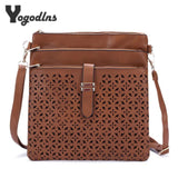 Women Messenger Bags Hollow Out Crossbody Bag Soft PU Leather Clutches Bolsas