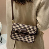 Leather Woven Crossbody Bag for Women Shoulder Chest Messenger Bag