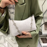 Stone Pattern Leather Women Underarm Shoulder Bags Flower Chain Handbag Tote