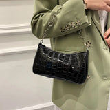 Stone Pattern Leather Women Underarm Shoulder Bags Flower Chain Handbag Tote