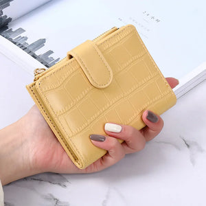 Stone Pattern Small Wallet Women Leather Short Purse Ladies Casual Thin Clutch