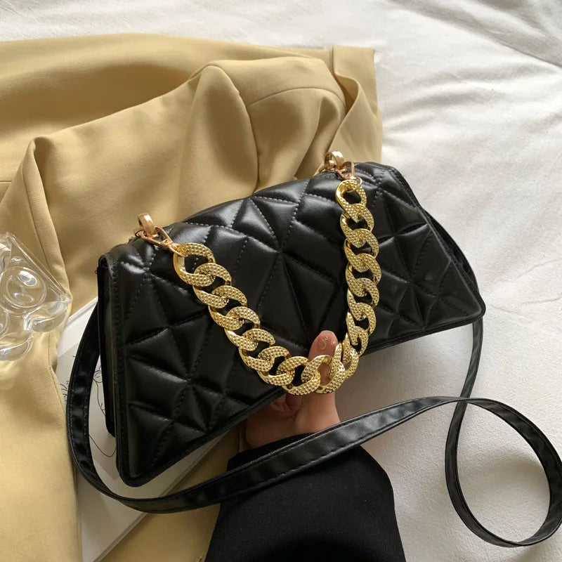 Plaid PU Leather Crossbody Bag for Women Stylish Shoulder Handbag