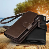 Leather Long Wallet Men Purse Clutch Zipper Around Multifunction