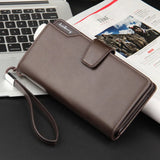 Leather Long Wallet Men Purse Clutch Zipper Around Multifunction
