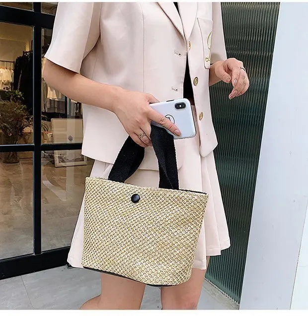 Large-capacity Straw Beach Bag for Summer Vacation