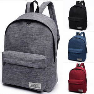 Unisex College Backpack Solid Casual Travel Bag Zipper Closure