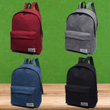 Unisex College Backpack Solid Casual Travel Bag Zipper Closure