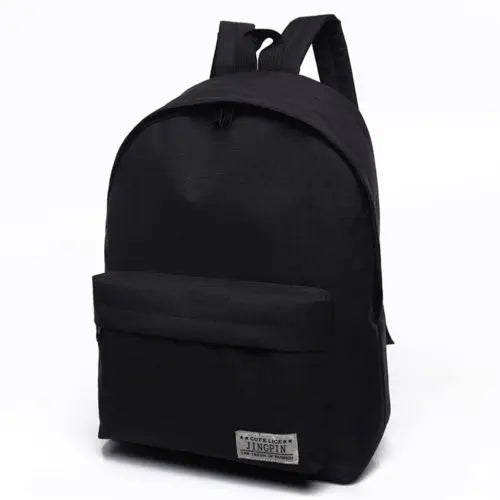 Unisex College Backpack Solid Casual Travel Bag Zipper Closure