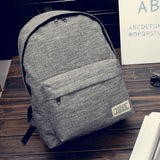 Unisex College Backpack Solid Casual Travel Bag Zipper Closure