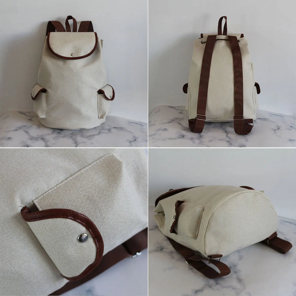 Vintage Drawstring Backpacks Large Capacity Ethnic Style