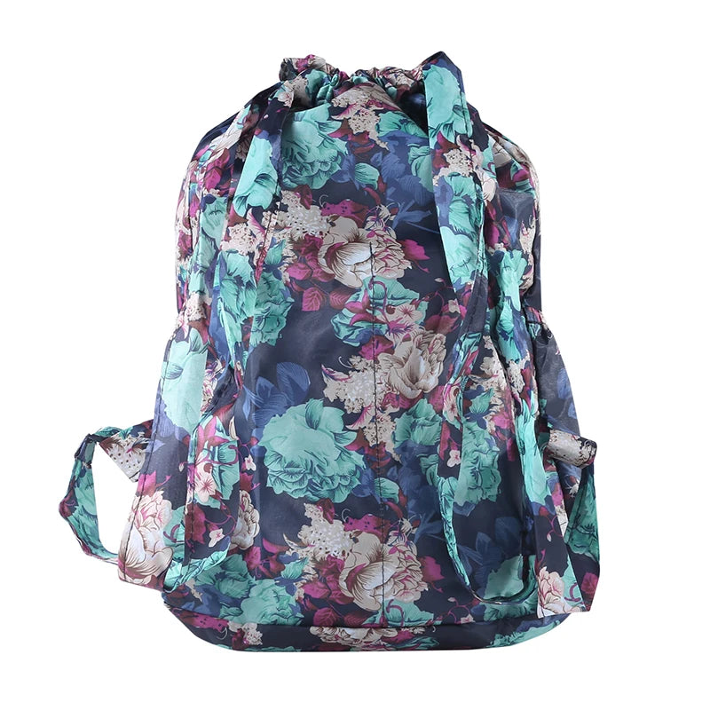Vintage Drawstring Backpacks Large Capacity Flower Ethnic Style