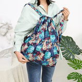 Ethnic Style Drawstring Backpack Large Capacity Waterproof Nylon Rucksack