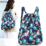 Vintage Drawstring Backpacks Women Flower Ethnic Style