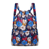 Vintage Drawstring Backpacks Women Large Flower Ethnic Style Waterproof Rucksack