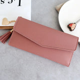 Women's Tassel Heart Zipper Long Clutch Wallet