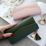 Women's Tassel Heart Zipper Long Clutch Wallet