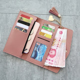 Women's Tassel Heart Zipper Long Clutch Wallet