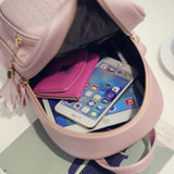 Small PU Leather Schoolbag Teen Girls Backpack